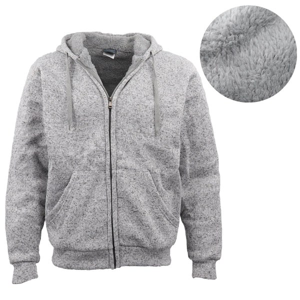 Men's Thick Zip Up Hooded Hoodie W Winter Sherpa Fur Jumper Coat Jacket Sweater Black 3Xl Jumpers