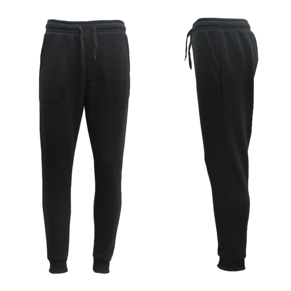 Mens Unisex Fleece Lined Sweat Track Suit Casual Trackies Slim Cuff Xs 6Xl Black Pants