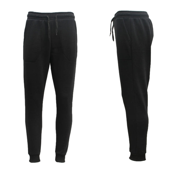 Mens Unisex Fleece Lined Sweat Track Suit Casual Trackies Slim Cuff Xs 6Xl Black Pants