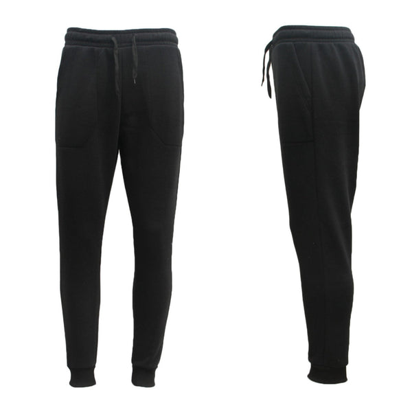 Mens Unisex Fleece Lined Sweat Track Suit Casual Trackies Slim Cuff Xs 6Xl Black Pants