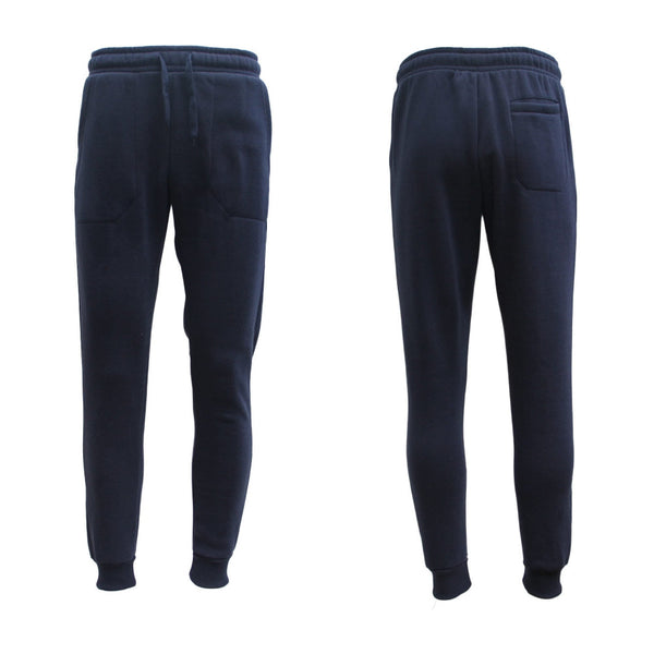 Mens Unisex Fleece Lined Sweat Track Suit Casual Trackies Slim Cuff Xs 6Xl Navy Pants