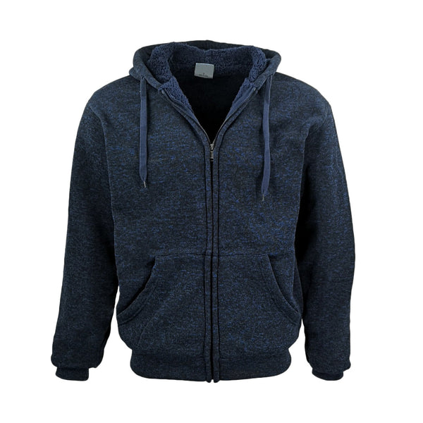Men's Thick Zip Up Hooded Hoodie W Winter Sherpa Fur Jumper Coat Jacket Sweater Black 3Xl Jumpers