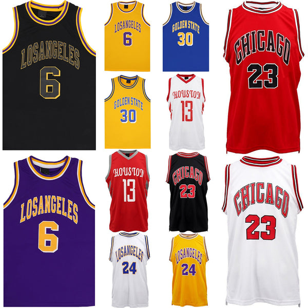 New Men's Basketball Jersey Sports T Shirt Tee Vest Tops Gym Chicago Los Angeles White 23 Jerseys