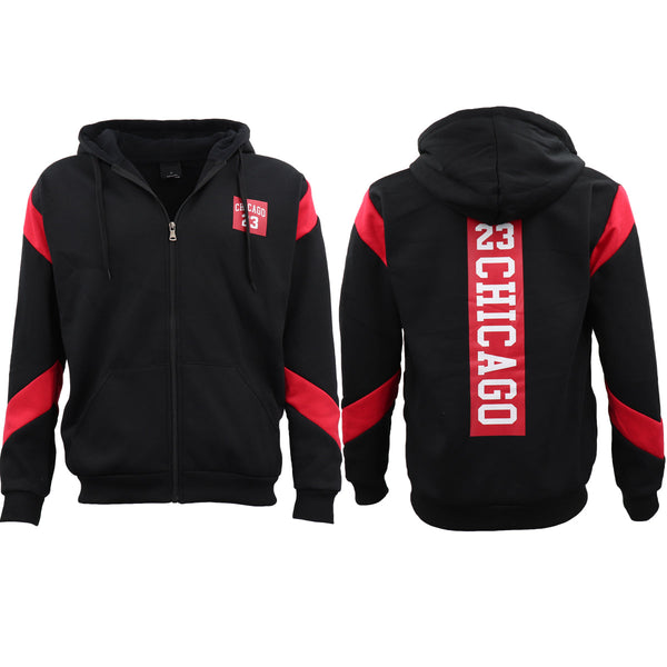 Men's Fleece Zip Up Hoodie Shirt Chicago Bulls 23 Michael Jordan Sweat Jacket Black 2Xl Jumpers