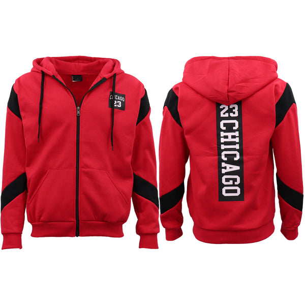 Men's Fleece Zip Up Hoodie Shirt Chicago Bulls 23 Michael Jordan Sweat Jacket Black 2Xl Jumpers