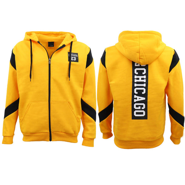 Men's Fleece Zip Up Hoodie Shirt Chicago Bulls 23 Michael Jordan Sweat Jacket Yellow 3Xl Hoodies & Sweatshirts