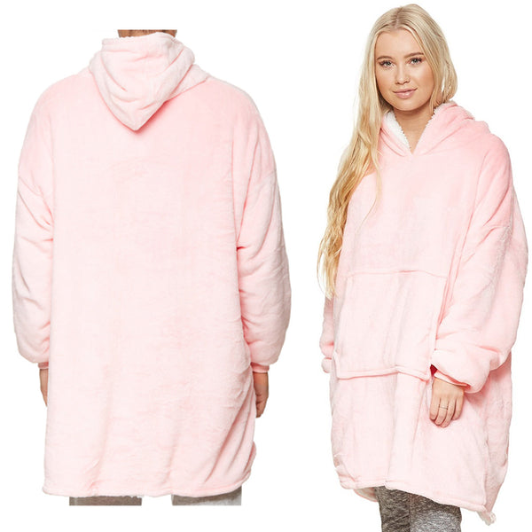 Oversized Soft Pullover Plain Hoodie Warm Fleece Blanket Plush Winter Sweatshirt Adult Blankets & Throws