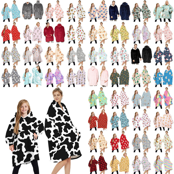 Oversized Soft Pullover Plain Hoodie Warm Fleece Blanket Plush Winter Sweatshirt Adult Blankets & Throws