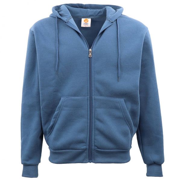 Unisex Plain Fleece Zip Hoodie Jacket Dusty Blue Jumpers