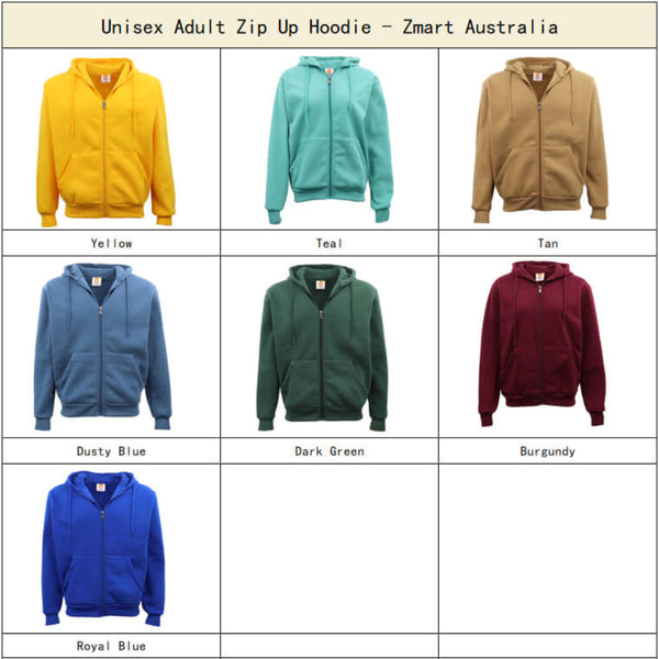 Unisex Plain Fleece Zip Hoodie Jacket Dusty Blue Jumpers