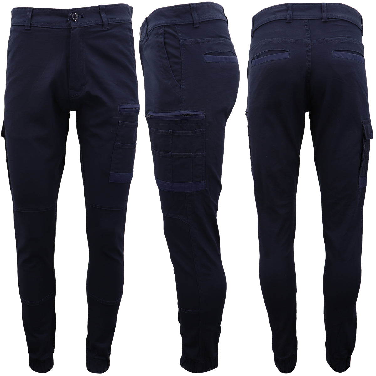 Mens Cargo Cotton Drill Work Upf 50+ 13 Pockets Tradies Workwear Trousers Navy Size 40 Pants