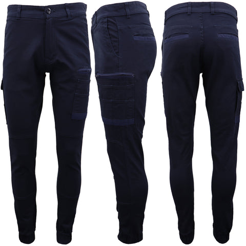 Mens Cargo Cotton Drill Work Upf 50+ 13 Pockets Tradies Workwear Trousers Navy Size 40 Pants