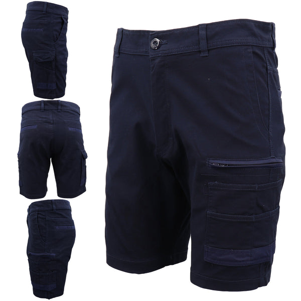 Mens Cargo Cotton Drill Work Shorts Upf 50+ 13 Pockets Tradies Workwear Trousers Navy 34 Placeholder