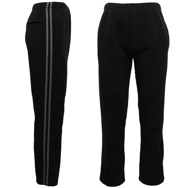 Men's Fleece Track With Zip Pocket Black Grey Stripes Pants