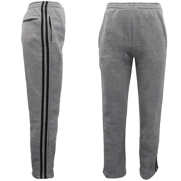 Men's Fleece Casual Sports Track W Zip Pocket Striped Sweat Trousers 6Xl Grey 2Xl Pants