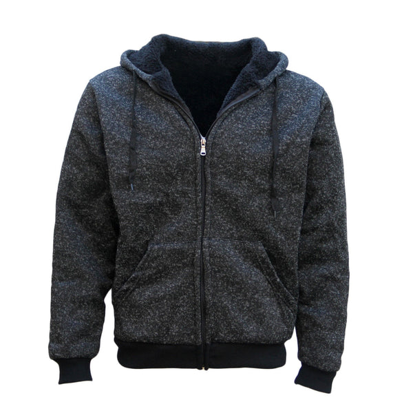 Men's Thick Zip Up Hooded Hoodie W Winter Sherpa Fur Jumper Coat Jacket Sweater Black 3Xl Jumpers