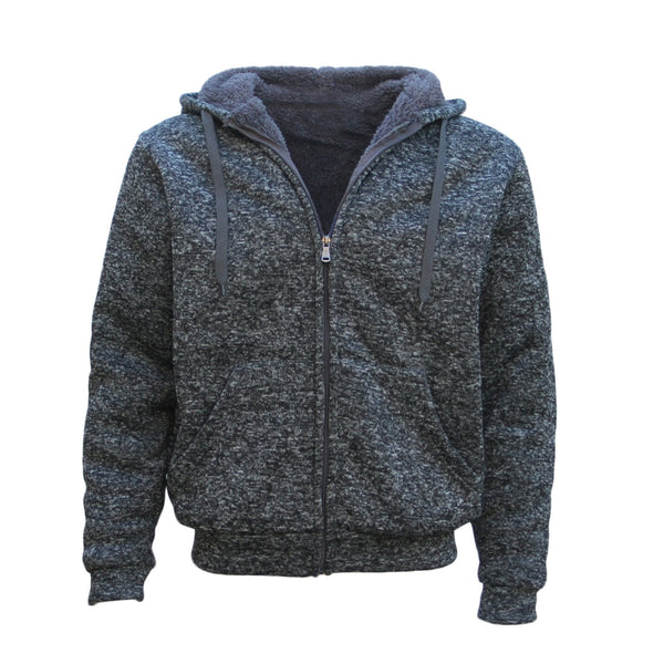 Men's Thick Zip Up Hooded Hoodie W Winter Sherpa Fur Jumper Coat Jacket Sweater Black 3Xl Jumpers