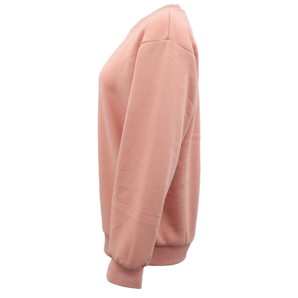 New Adult Unisex Plain Pullover Fleece Jumper Mens Long Sleeve Crew Neck Sweater Wash Pink Jumpers