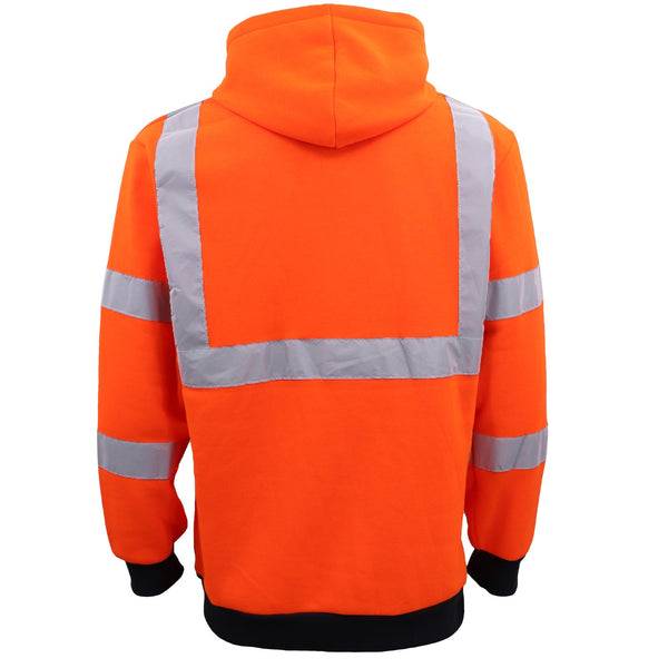 Hi Vis Hooded Safety Jumper Hoodie Sweatshirt Tradie Workwear Fleece Jacket Coat Fluro Orange 2Xl Jumpers