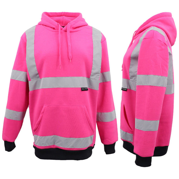 Hi Vis Hooded Safety Jumper Hoodie Sweatshirt Tradie Workwear Fleece Jacket Coat Fluro Pink Coats Jackets & Vests