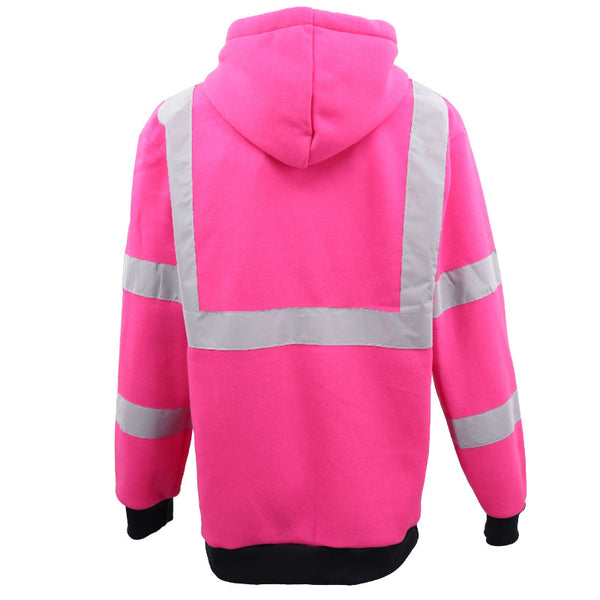 Hi Vis Hooded Safety Jumper Hoodie Sweatshirt Tradie Workwear Fleece Jacket Coat Fluro Pink Coats Jackets & Vests