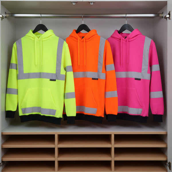 Hi Vis Hooded Safety Jumper Hoodie Sweatshirt Tradie Workwear Fleece Jacket Coat Fluro Pink Coats Jackets & Vests