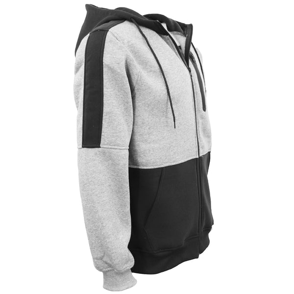 Men's Adult Full Zip Hoodie Jumper Active Two Tone Jacket Coat Sports Pocket Black Jumpers