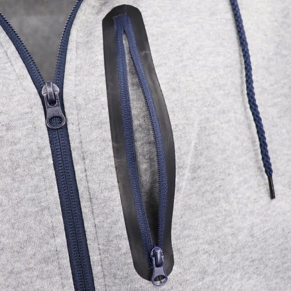 Men's Adult Full Zip Hoodie Jumper Active Two Tone Jacket Coat Sports Pocket Navy Jumpers