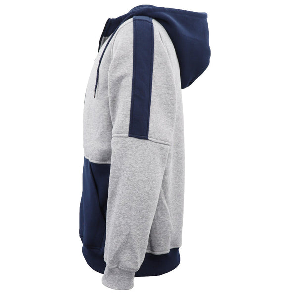 Men's Adult Full Zip Hoodie Jumper Active Two Tone Jacket Coat Sports Pocket Navy Jumpers