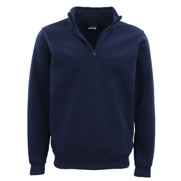 New Men's Unisex Adult Half Zip Fleece Jumper Pullover Stand Collar Jacket Shirt Navy Jumpers