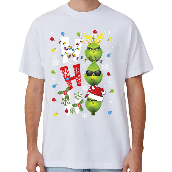 100% Cotton Christmas T Shirt Adult Unisex Tee Tops Funny Santa Party Custume Shrek (White) L Unisex Costumes
