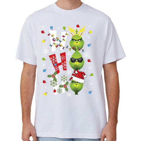 100% Cotton Christmas T Shirt Adult Unisex Tee Tops Funny Santa Party Custume Shrek (White) L Unisex Costumes