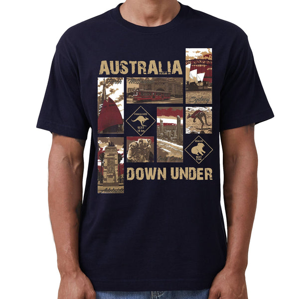 100% Cotton Australia Down Under Souvenir T Shirt Unisex Adult Iconic Tee Top Navy T Shirts