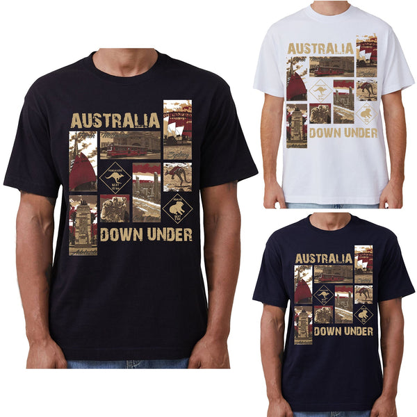 100% Cotton Australia Down Under Souvenir T Shirt Unisex Adult Iconic Tee Top Navy T Shirts