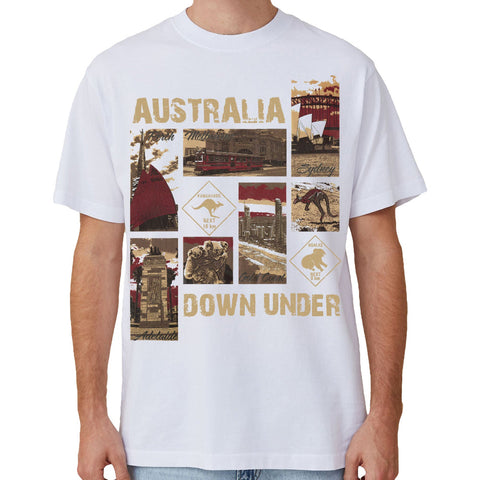 Zmart Australia 100% Cotton Down Under Souvenir T Shirt Unisex Adult Iconic Tee Top White L T Shirts