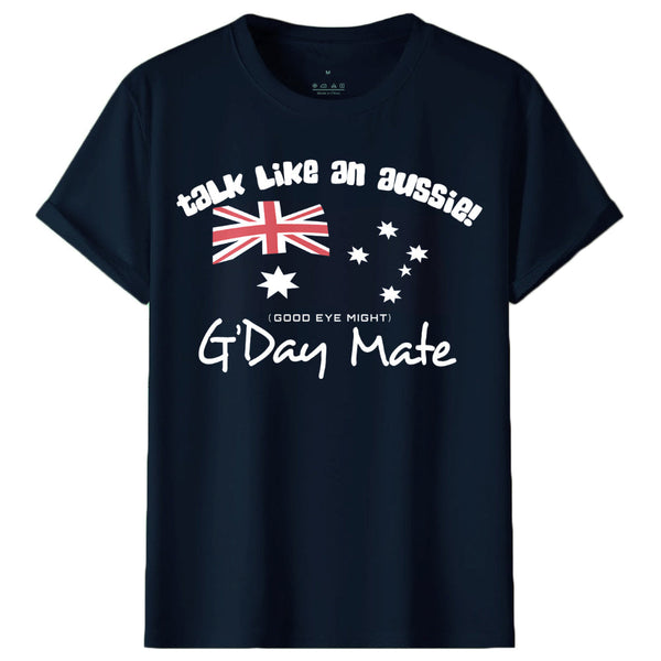 Zmart Australia 100% Cotton Australian Day Flag T Shirt Aussie G'day Mate Navy Souvenir Tee Top T Shirts
