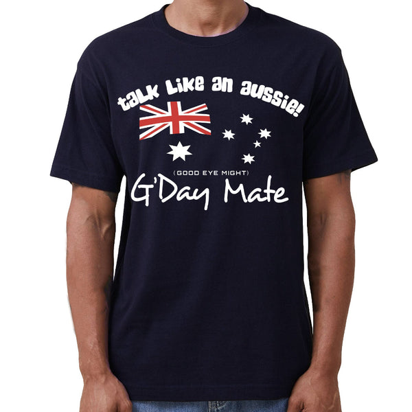 Zmart Australia 100% Cotton Australian Day Flag T Shirt Aussie G'day Mate Navy Souvenir Tee Top T Shirts
