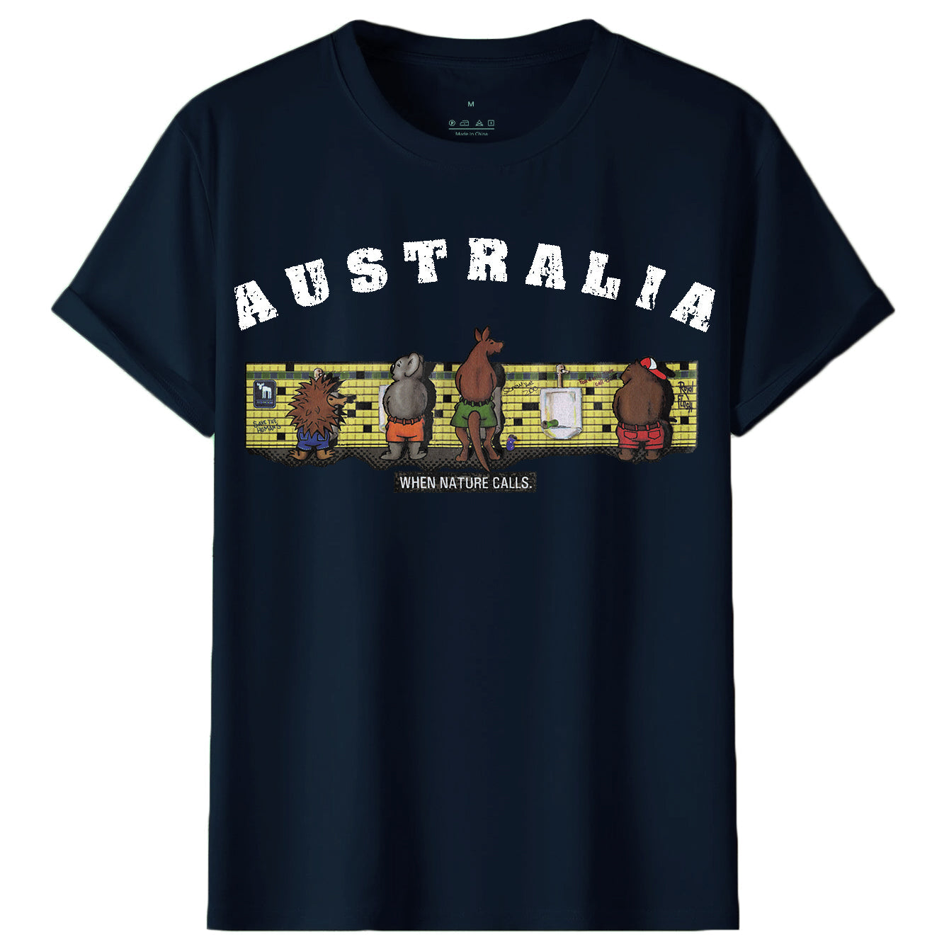 Adult 100% Cotton T Shirt Australia When Nature Calls Souvenir Tee Fun Tops Gift Navy M T Shirts