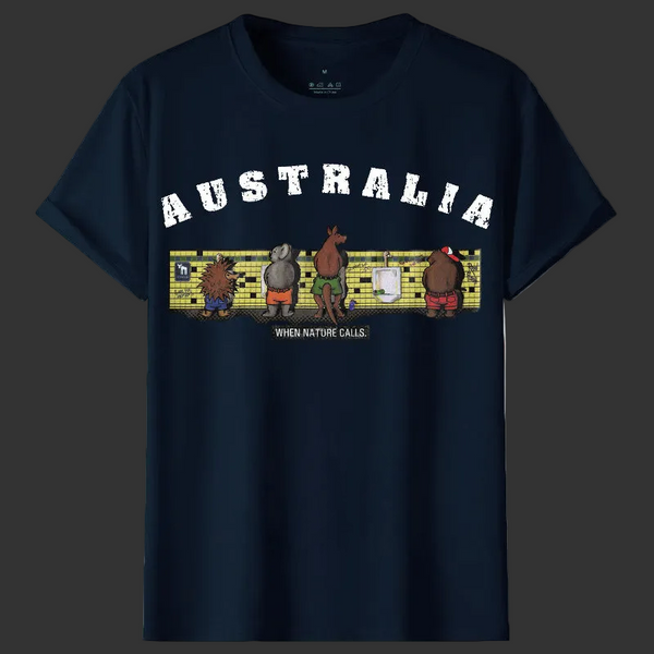 Adult 100% Cotton T Shirt Australia When Nature Calls Souvenir Tee Fun Tops Gift Navy L T Shirts