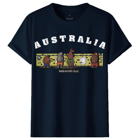 Adult 100% Cotton T Shirt Australia When Nature Calls Souvenir Tee Fun Tops Gift Navy 2Xl T Shirts