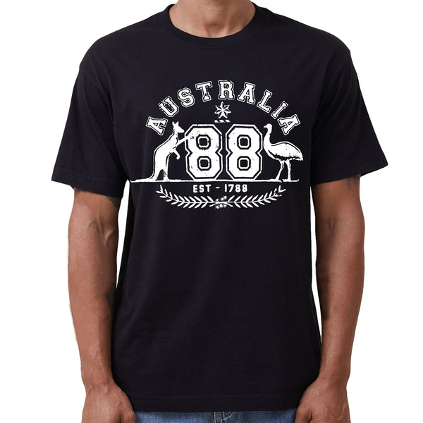 Adult Unisex 100% Cotton T Shirt Australia Kangaroo Emu Aussie Souvenir Tee Tops Black L T Shirts