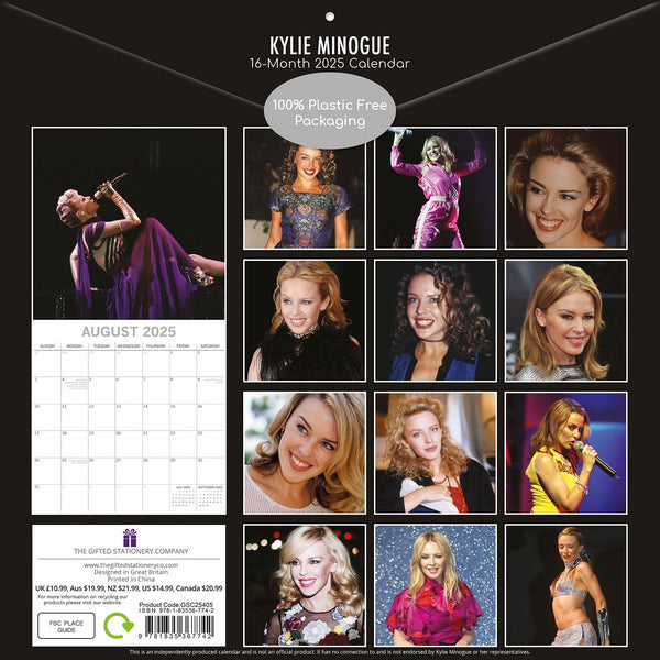 Kylie Minogue 2025 Square Wall Calendar 16 Month Premium New Year Planner Gift Calendars (Current)