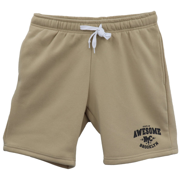 Men's Fleece Shorts Casual Sports Sweat W Elastic Waist Drawstring Pockets Beige Xs Pants