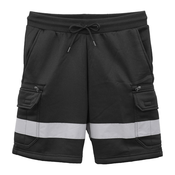 Hi Vis Fleece Work Cargo Shorts Reflective Tape Workwear Tradie Utility Pants Black M Men's Shorts