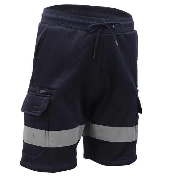 Hi Vis Fleece Work Cargo Shorts Reflective Tape Workwear Tradie Utility Pants Navy Xl Men's Shorts