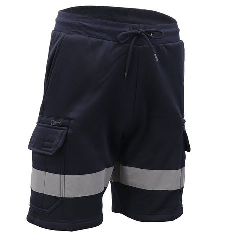 Hi Vis Fleece Work Cargo Shorts Reflective Tape Workwear Tradie Utility Pants Navy Xl Men's Shorts