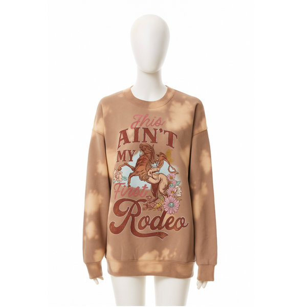 Mineral Wash Graphic Sweatshirt Mocha Size Hoodies & Sweatshirts
