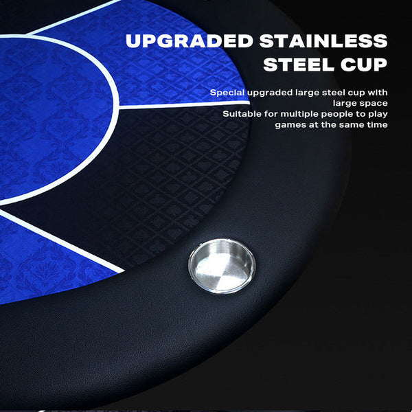 10 Player Foldable Blue Color Poker Table Blackjack Texas Holdem With Cup Holders Fireplace Pokers Tools