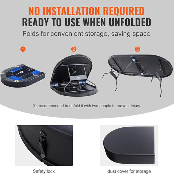 10 Player Foldable Blue Color Poker Table Blackjack Texas Holdem With Cup Holders Fireplace Pokers Tools