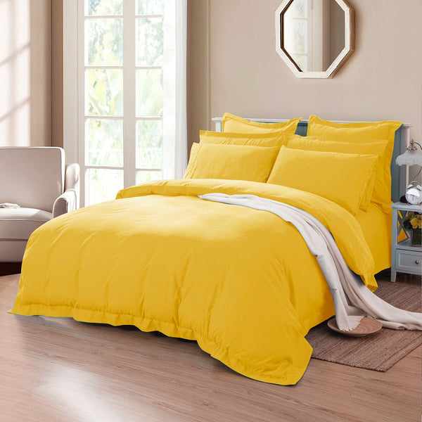 Tailored 1000Tc Ultra Soft Double Size Yellow Duvet Quilt Cover Set Quilt Covers